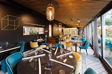 Interior of Atelier, Michelin-starred restaurant in Piedmont's Italian Alps