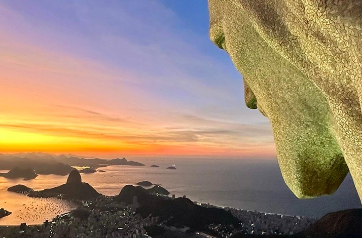 View of the city from the Christ the Redeemer statue at dawn.