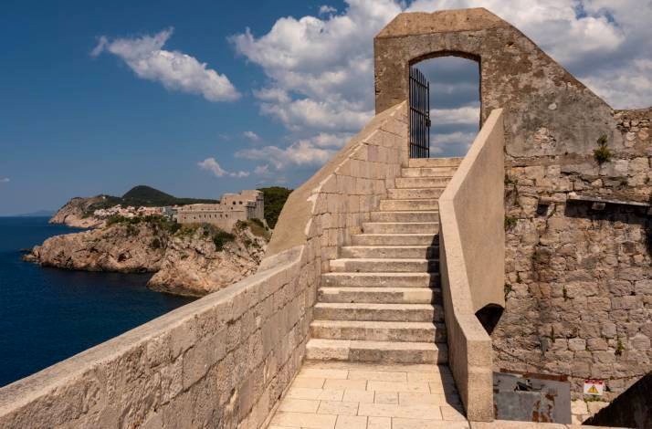 A staircase in Dubrovnik Old Town's City walls