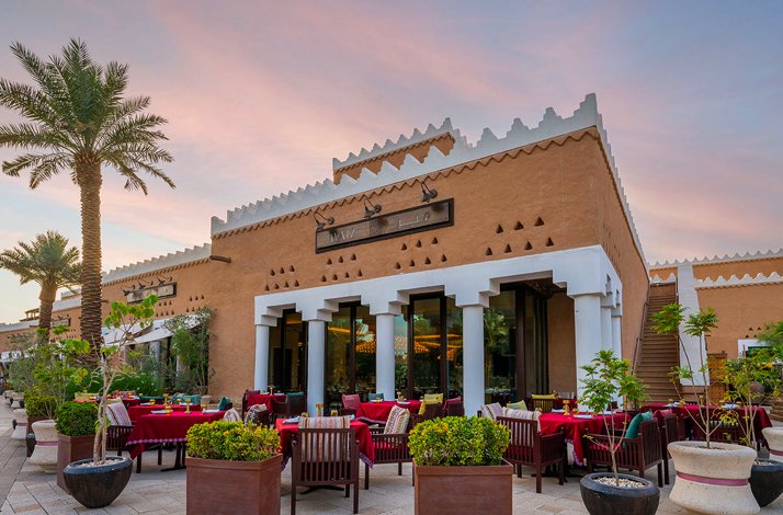 Outdoor dining area of Maiz AlKhozama Saudi Fine Dining Restaurant