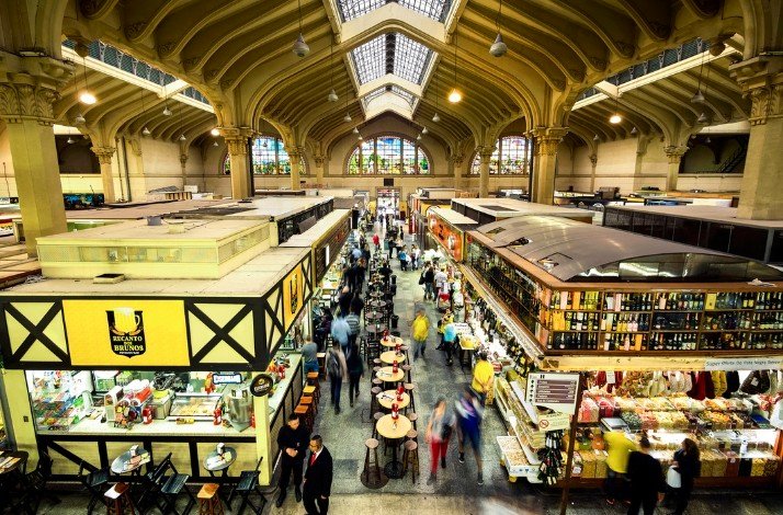 General view of municipal market in Sao Paolo, Brazil