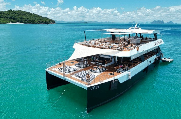A ship in the middle of ocean on its way to James Bond Island organized by Seanery tour operator