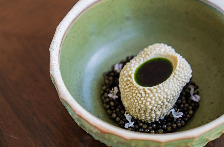 An interesting serving made by the chef of restaurant PRU