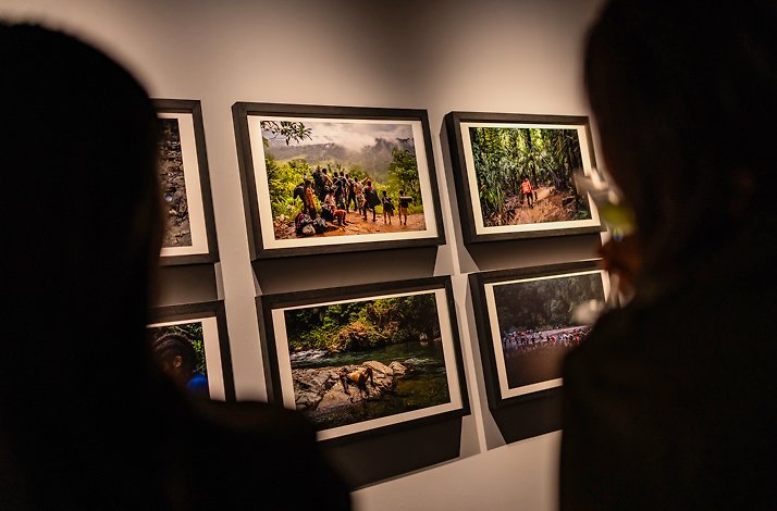 Framed photographs exhibited at the Fotografiska Shanghai museum, Shanghai, China.
