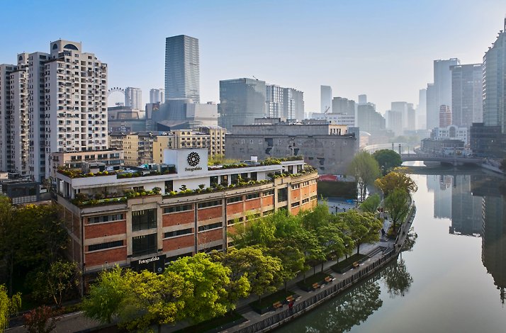 Bird’s-eye panoramic view at the Fotografiska Shanghai museum, Shanghai, China.