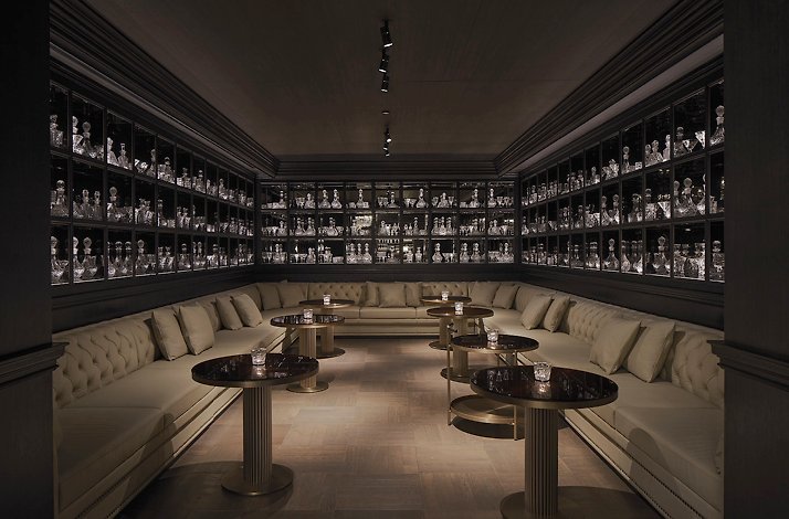 Luxurious interior of the bar at Kimpton Qiantan Hotel.