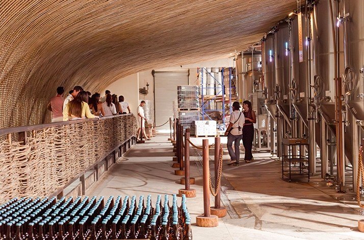 A group of persons on a row at Cervecería Tulum Brewery Restaurant
