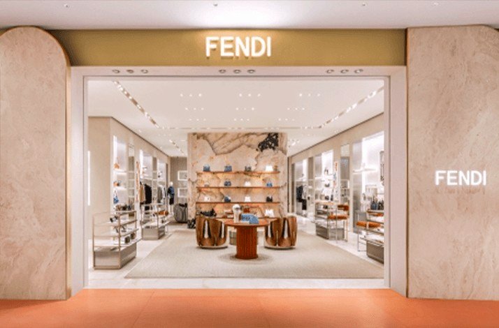Outside view of luxury store FENDI at Central Chidlom