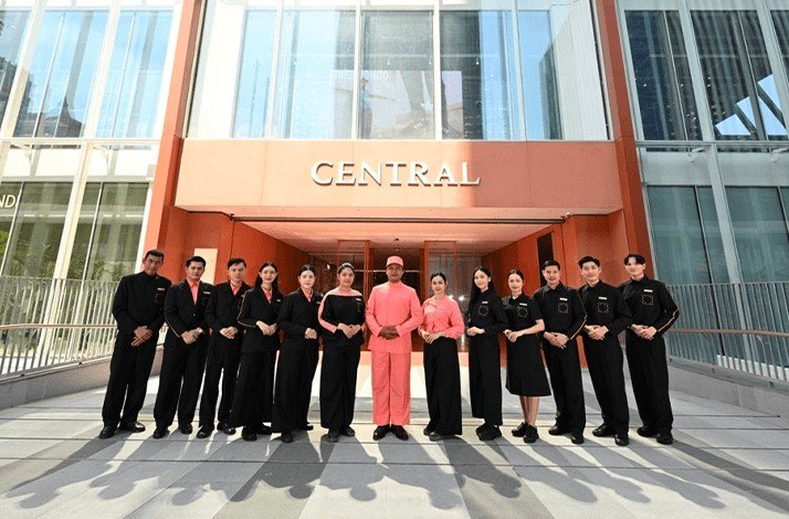 Central Chidlom staff posing in front of Central Chidlom entrance