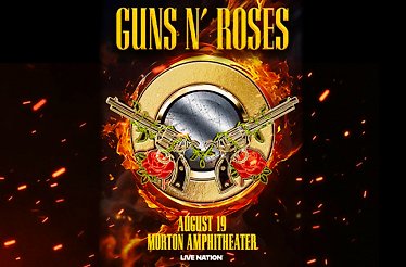 Promotional banner for Guns N' Roses World Tour 2026.