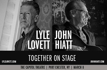 Promotional banner for Lyle Lovett & John Hiatt Together On Stage.