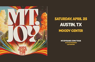 Promotional banner for Mt. Joy.