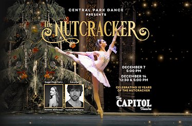Promotional banner for The Nutcracker. Presented by Central Park Dance.