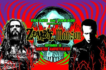 Promotional banner for Rob Zombie and Marilyn Manson