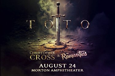 Promotional banner for TOTO Christopher Cross The Romantics
