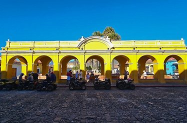 Tourists and their ATVs near the Tanque La Unión in Antigua Guatemala 