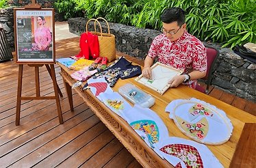 Kenny Loh showcasing his artisanal products.