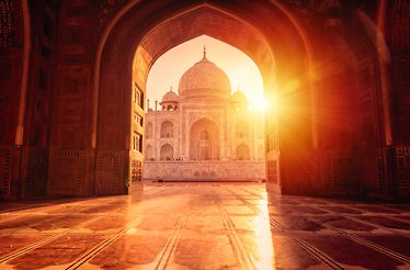 The Taj Mahal at sunset