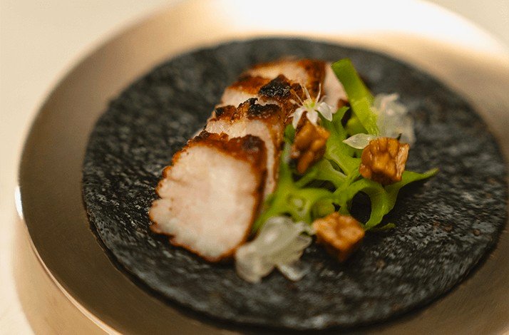 Buta Wrap with Hokkaido Pork decorated with flowers in ASU.