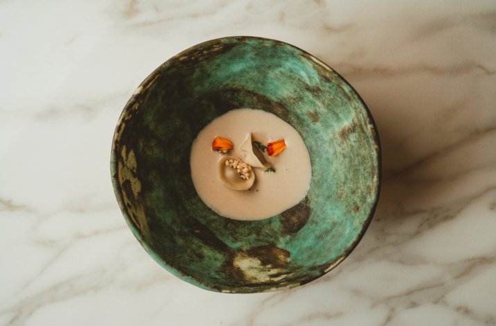 One of the dishes served at La Casa de Manolo Franco restaurant in Madrid, Spain.