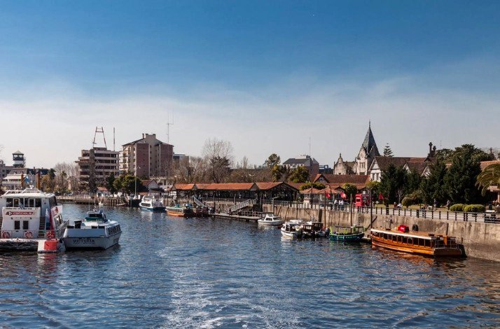 Boats in the Tigre River docks, Argentina.