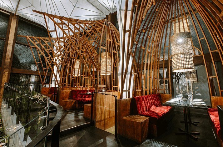 Cozy interior of the Merah Putih restaurant.