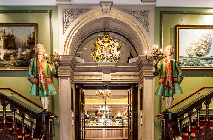Entrance to the food halls at Fortnum & Mason Piccadilly store, London.