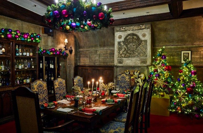 Interior of Private dining room at Fortnum & Mason decorated for Christmas