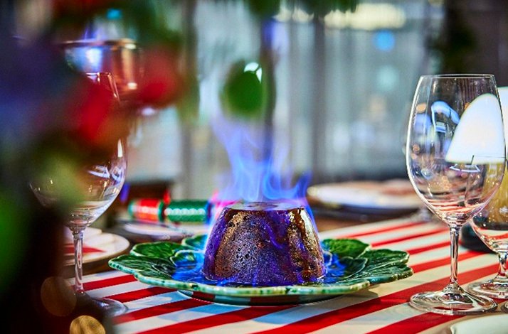 Christmas Pudding in a ornamented table for Christmas