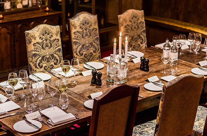 A table served for a one-off wine-tasting event at Fortnum & Mason.