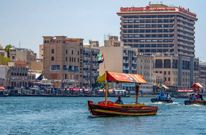 Colorful abra boats on the Dubai Creek