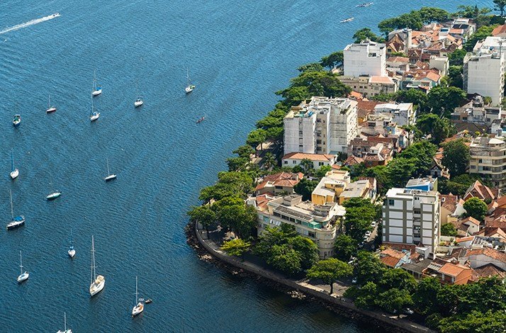 Guanabara Bay, an oceanic bay located in Southeast Brazil in the state of Rio de Janeiro.