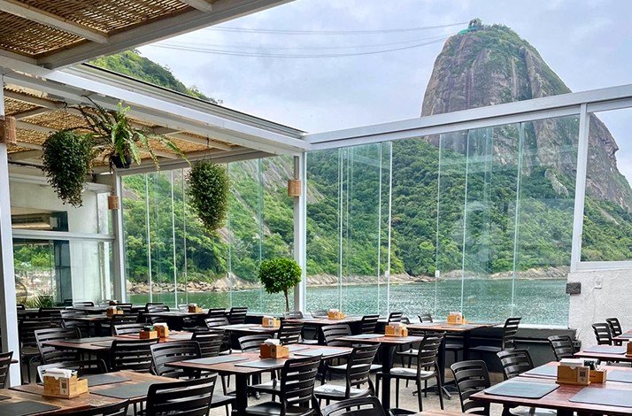 Beautiful interior of Terra Brasilis with amazing views from panoramic windows.