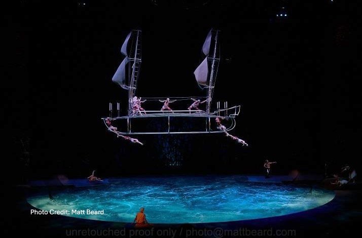 Cirque du Soleil artists performing O. Photo Credit: Matt Beard