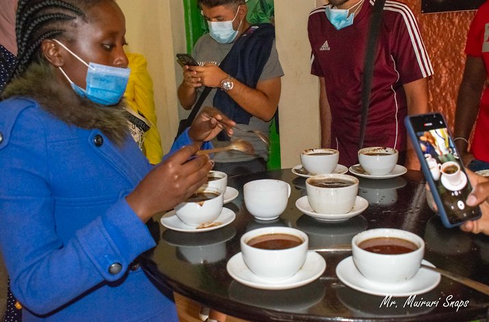 A group of tourists on the coffee tasting in Fairview Coffee Estate. Photo by Mr. Muiruri Snaps
