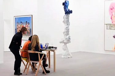 Guests enjoying a private art collection at Culto Gallery, Bogotá, Colombia.