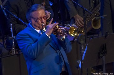 Arturo Sandoval performing the trumpet. Photo by: Jeremy Lock