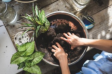 A person in a hands-on nature-based workshop led by Afloday guides.