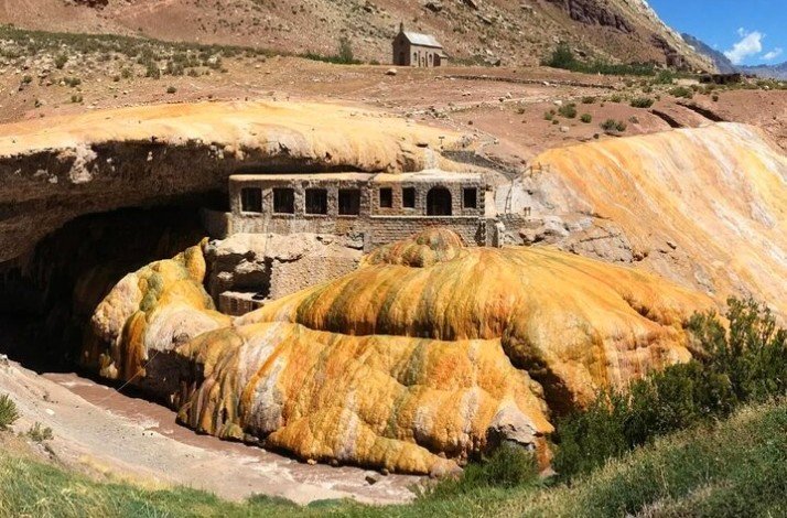 A view of the Cave of the Aconagua mountains, Argentina.