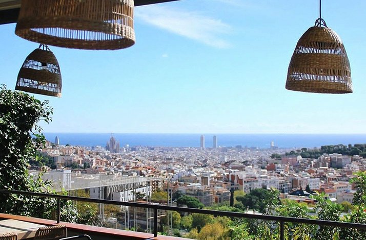 Panoramic view of Barcelona city at Mirablau
