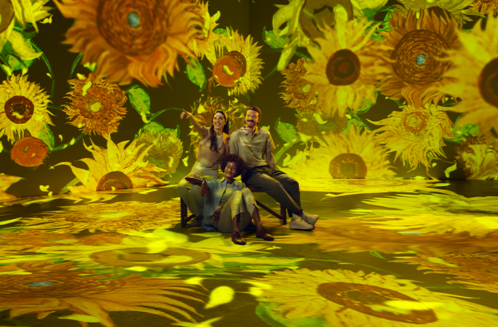 Three friends and a massive 360-degree projections of Van Gogh's Sunflowers.