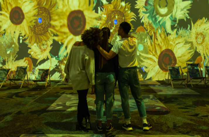 Three friends and a massive 360-degree projections of Van Gogh's Sunflowers.