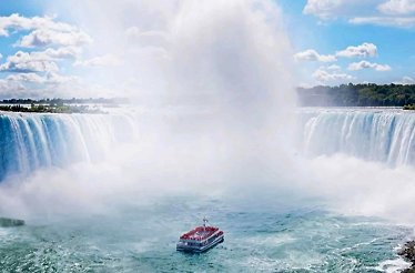Niagara Falls is a group of three waterfalls at the southern end of Niagara Gorge.