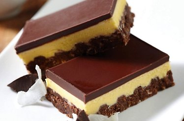 Two chocolate desserts one over the other 