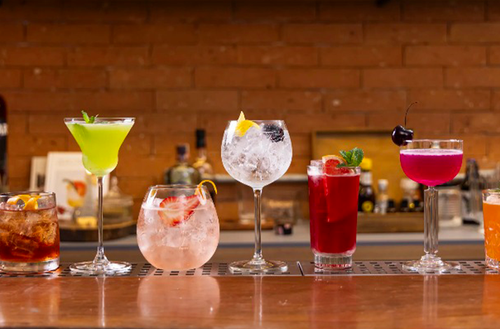 A range of different vibrant cocktails from bartender Adriana Pino.