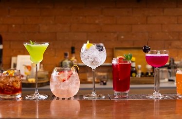 A range of different vibrant cocktails from bartender Adriana Pino.
