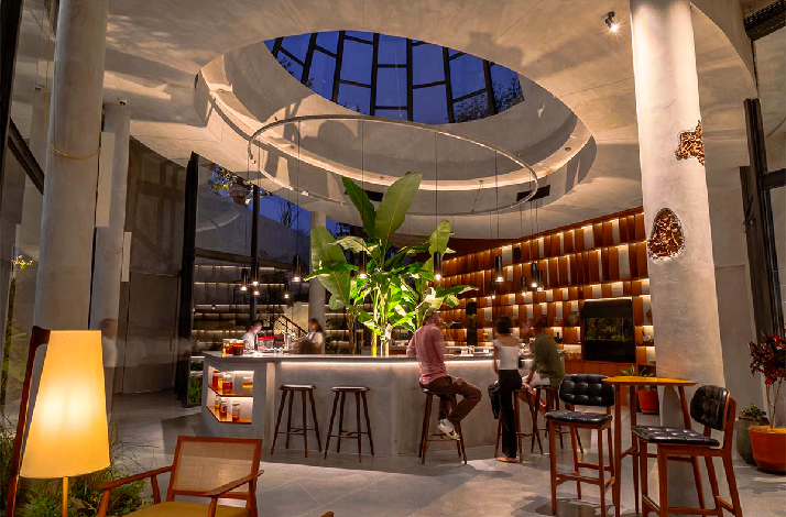 Interior of Locavore NXT, a sustainable fine-dining restaurant and creative culinary hub located in Ubud, Bali.