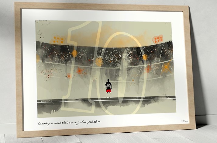 Poster-sized print of football legend Lionel Messi