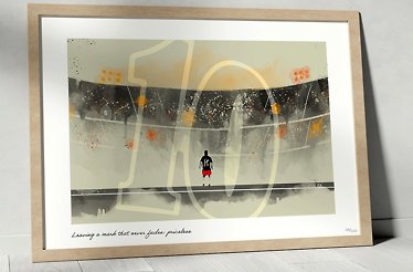 Poster-sized print of football legend Lionel Messi