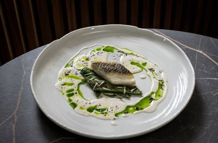 A freshly prepared dish from the  gourmet tasting menu from an award-winning chef, served at the Restaurant Vila Rova on Krk